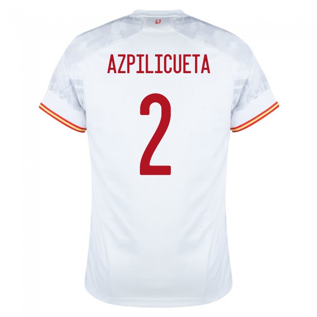 Femme Équipe d'Espagne de football Maillot Cesar Azpilicueta #2 Tenues Extérieur Blanc 2021