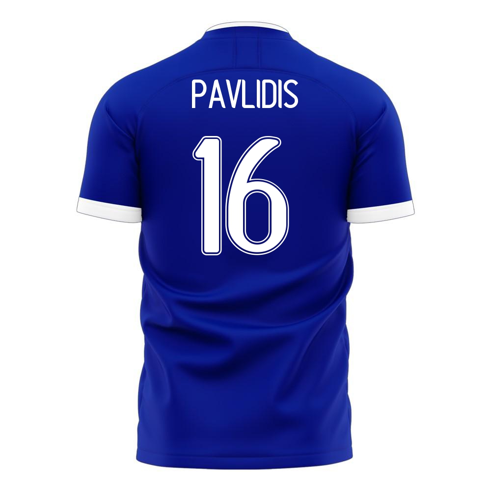 Femme Équipe de Grèce de football Maillot Vangelis Pavlidis #16 Tenues Extérieur Bleu 2021