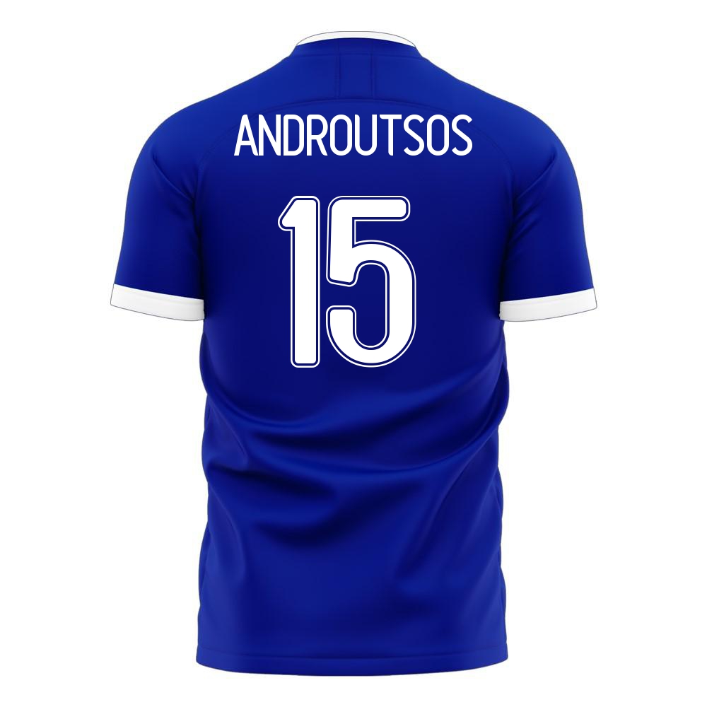 Femme Équipe de Grèce de football Maillot Athanasios Androutsos #15 Tenues Extérieur Bleu 2021