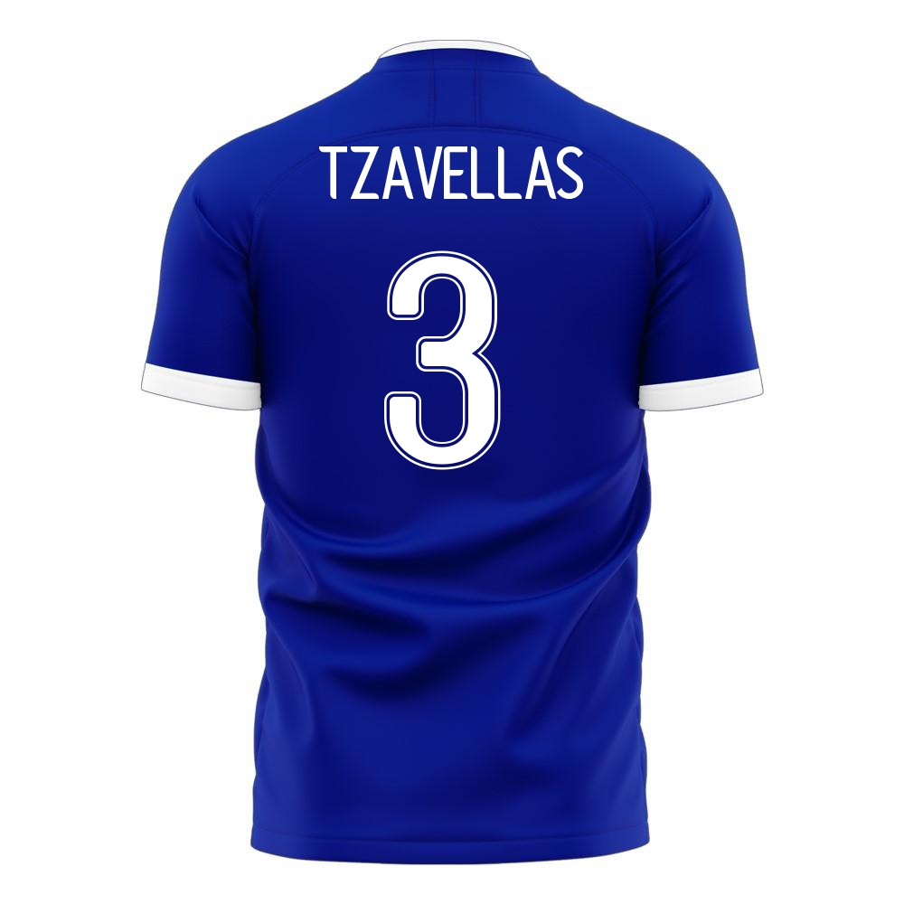 Femme Équipe de Grèce de football Maillot Georgios Tzavellas #3 Tenues Extérieur Bleu 2021