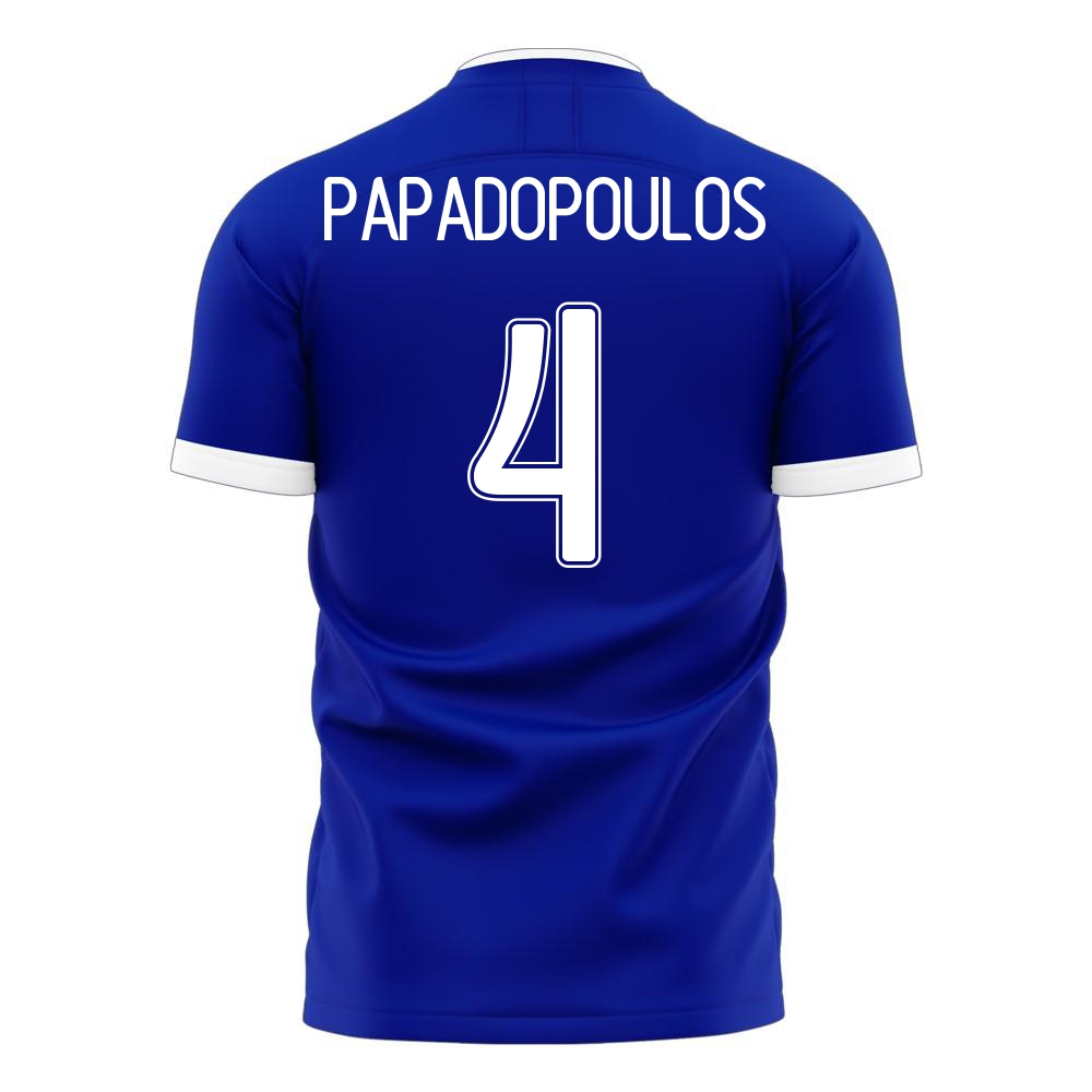 Femme Équipe de Grèce de football Maillot Kyriakos Papadopoulos #4 Tenues Extérieur Bleu 2021