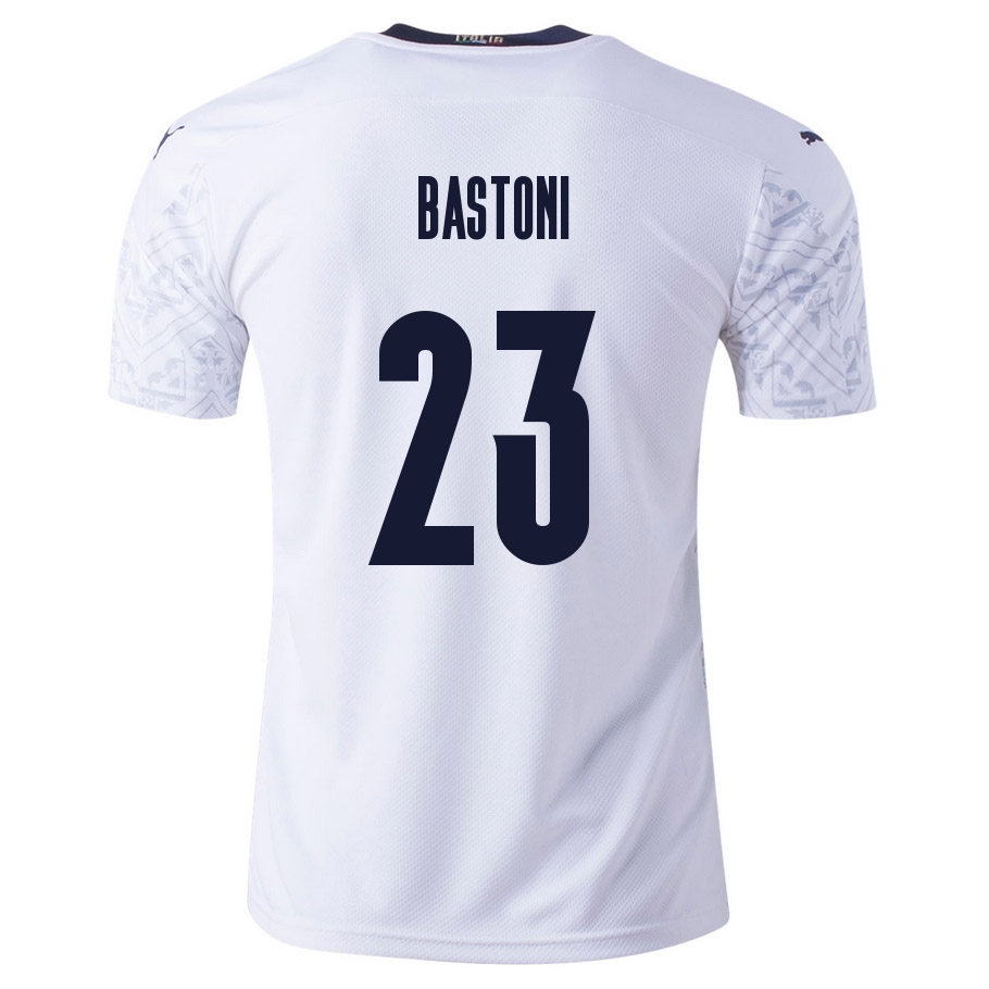 Femme Équipe d'Italie de football Maillot Alessandro Bastoni #23 Tenues Extérieur Blanc 2021