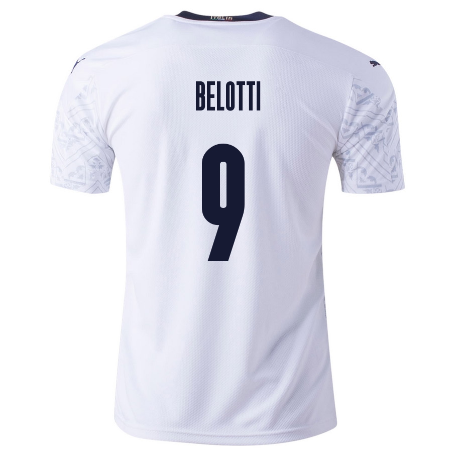 Femme Équipe d'Italie de football Maillot Andrea Belotti #9 Tenues Extérieur Blanc 2021