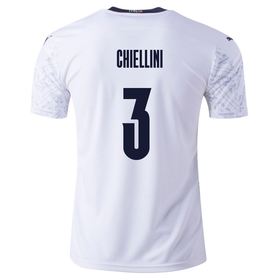 Femme Équipe d'Italie de football Maillot Giorgio Chiellini #3 Tenues Extérieur Blanc 2021
