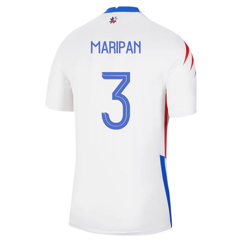 Femme Équipe Du Chili De Football Maillot Guillermo Maripan #3 Tenues Extérieur Blanc 2021