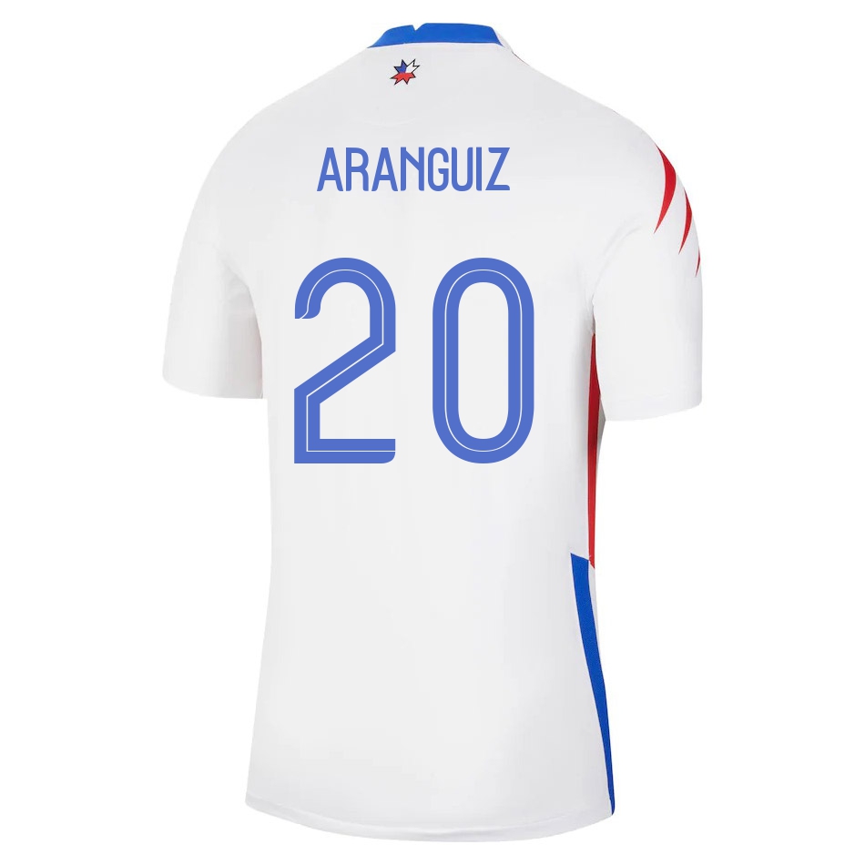 Femme Équipe du Chili de football Maillot Charles Aranguiz #20 Tenues Extérieur Blanc 2021