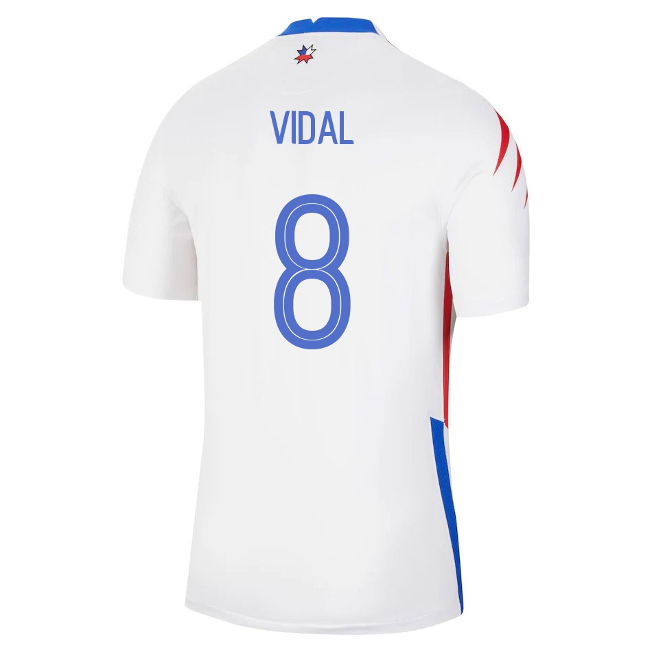 Femme Équipe du Chili de football Maillot Arturo Vidal #8 Tenues Extérieur Blanc 2021