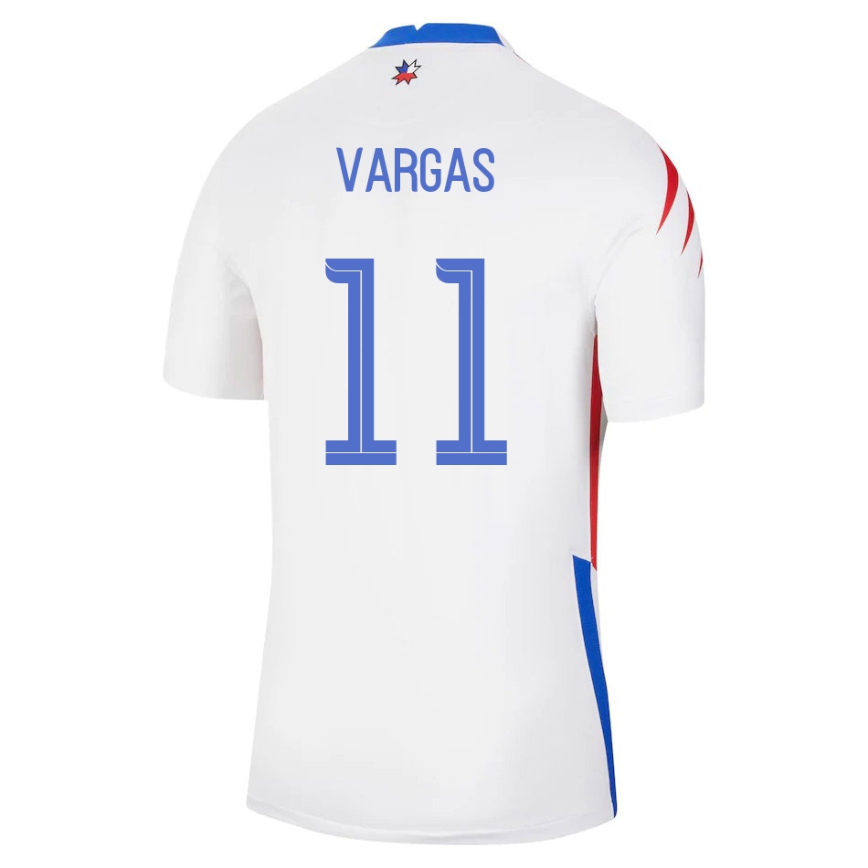 Femme Équipe du Chili de football Maillot Eduardo Vargas #11 Tenues Extérieur Blanc 2021