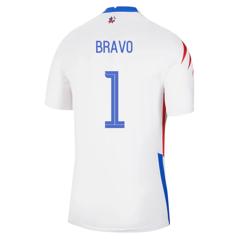 Femme Équipe du Chili de football Maillot Claudio Bravo #1 Tenues Extérieur Blanc 2021