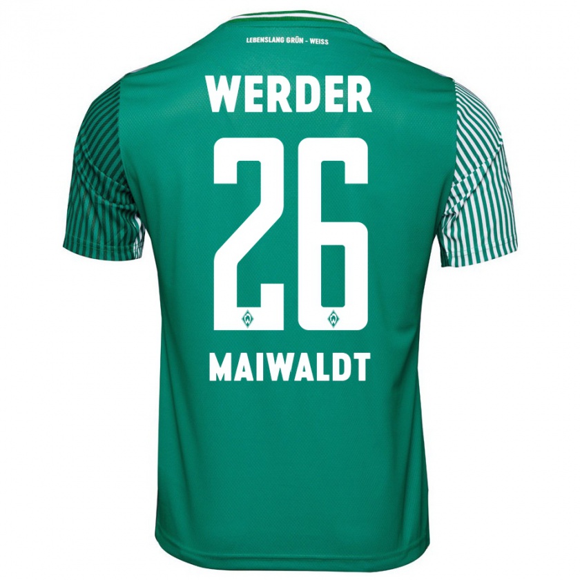 Kandiny Enfant Maillot Julius Maiwaldt #26 Vert Tenues Domicile 2023/24 T-Shirt