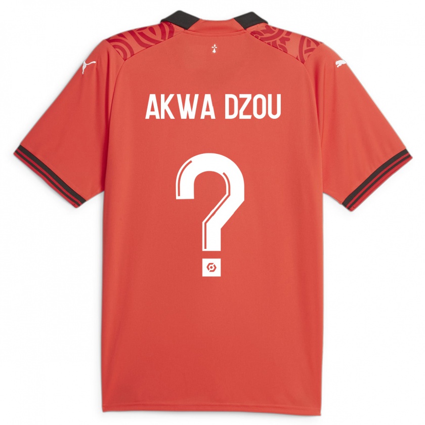 Kandiny Enfant Maillot Yoan Akwa Dzou #0 Rouge Tenues Domicile 2023/24 T-Shirt