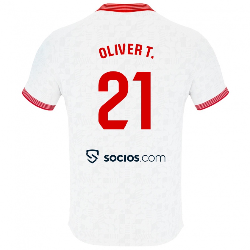 Kandiny Enfant Maillot Óliver Torres #21 Blanc Tenues Domicile 2023/24 T-Shirt