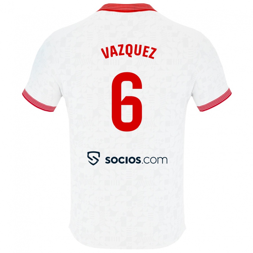 Kandiny Enfant Maillot Manolo Vázquez #6 Blanc Tenues Domicile 2023/24 T-Shirt