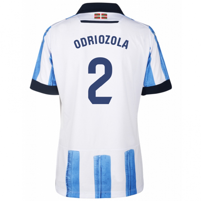 Kandiny Enfant Maillot Álvaro Odriozola #2 Bleu Blanc Tenues Domicile 2023/24 T-Shirt
