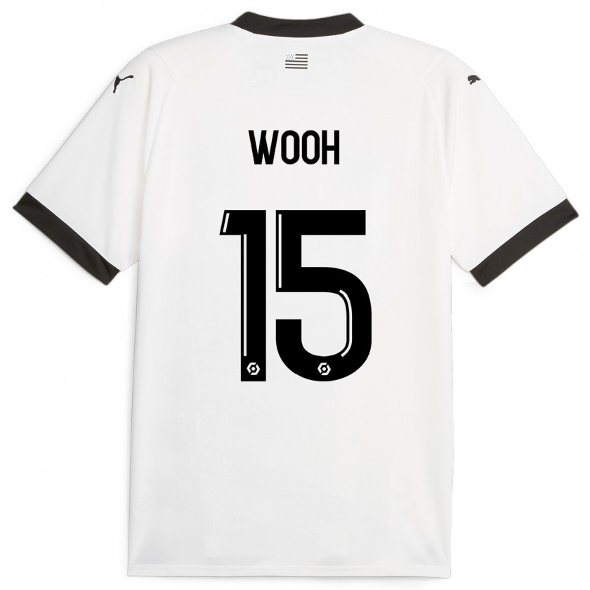 Kandiny Enfant Maillot Christopher Wooh #15 Blanc Tenues Extérieur 2023/24 T-Shirt