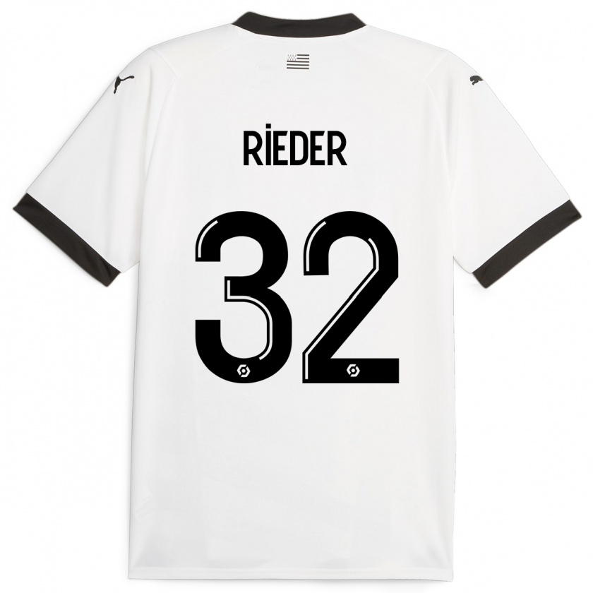 Kandiny Enfant Maillot Fabian Rieder #32 Blanc Tenues Extérieur 2023/24 T-Shirt