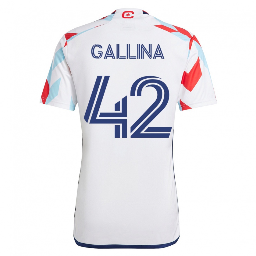 Kandiny Enfant Maillot Henrique Gallina #42 Blanc Bleu Tenues Extérieur 2023/24 T-Shirt