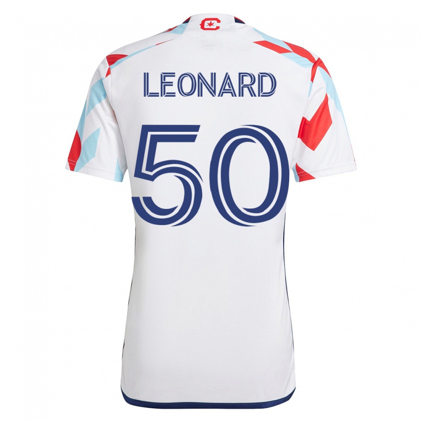 Kandiny Enfant Maillot Eric Leonard #50 Blanc Bleu Tenues Extérieur 2023/24 T-Shirt
