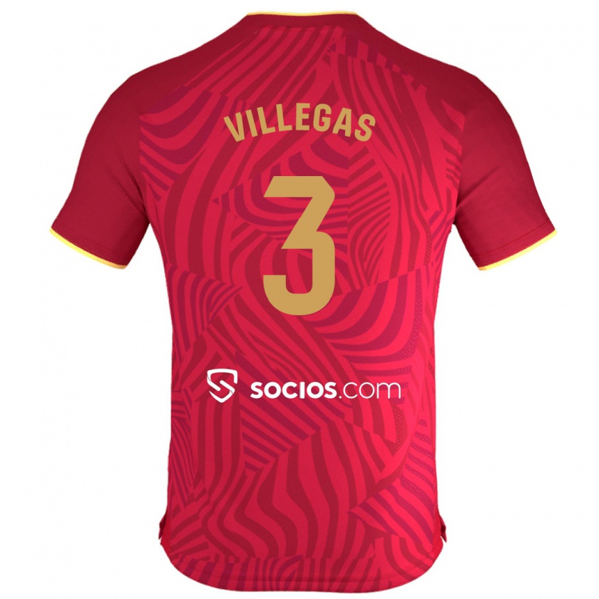 Kandiny Enfant Maillot Juancho Villegas #3 Rouge Tenues Extérieur 2023/24 T-Shirt