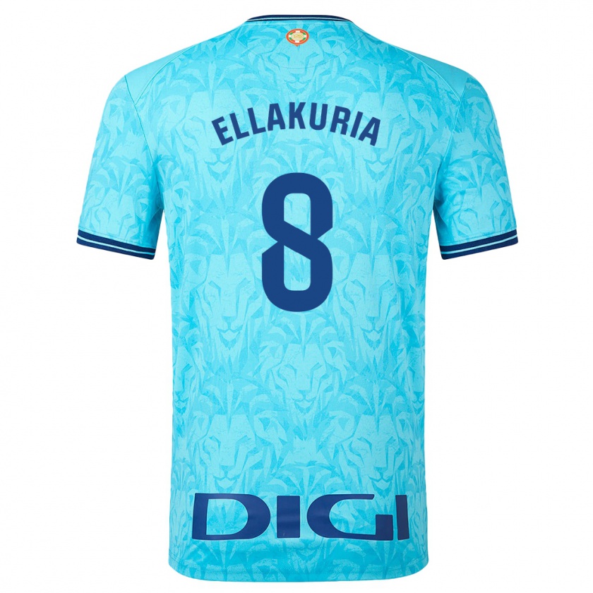 Kandiny Enfant Maillot Eneko Ellakuria #8 Bleu Ciel Tenues Extérieur 2023/24 T-Shirt