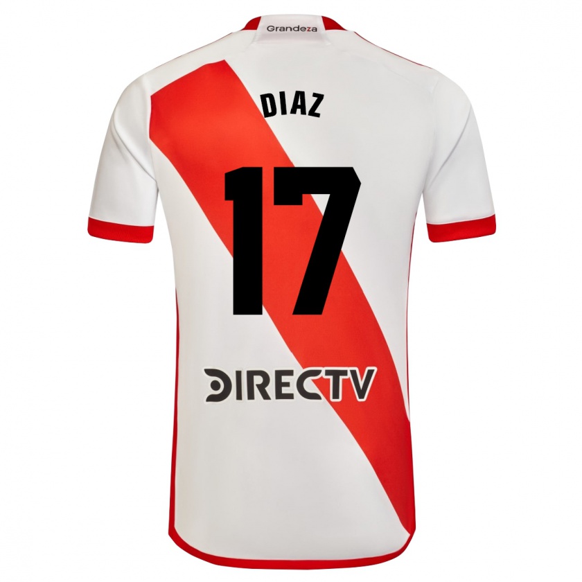 Kandiny Homme Maillot Paulo Díaz #17 Blanc Rouge Tenues Domicile 2023/24 T-Shirt