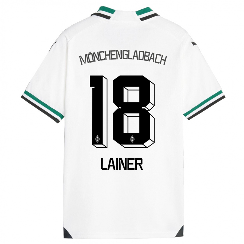 Kandiny Homme Maillot Stefan Lainer #18 Blanc Vert Tenues Domicile 2023/24 T-Shirt