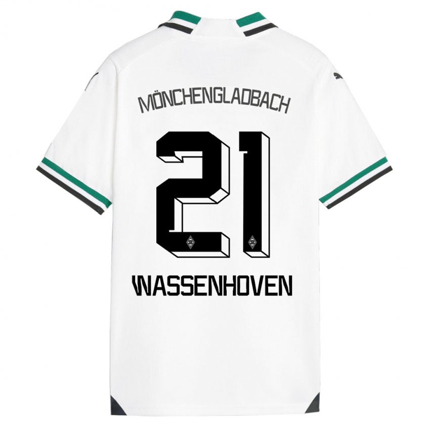Kandiny Homme Maillot Michelle Wassenhoven #21 Blanc Vert Tenues Domicile 2023/24 T-Shirt