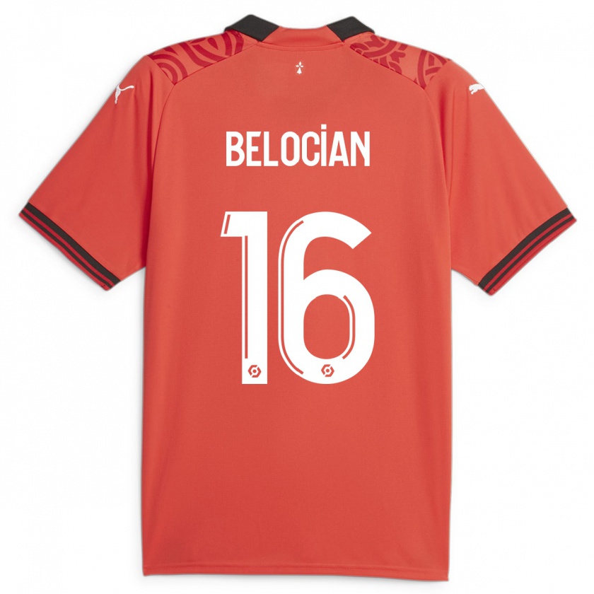 Kandiny Homme Maillot Jeanuël Belocian #16 Rouge Tenues Domicile 2023/24 T-Shirt