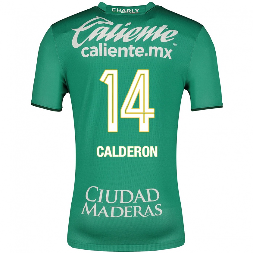 Kandiny Homme Maillot Daniela Calderón #14 Vert Tenues Domicile 2023/24 T-Shirt