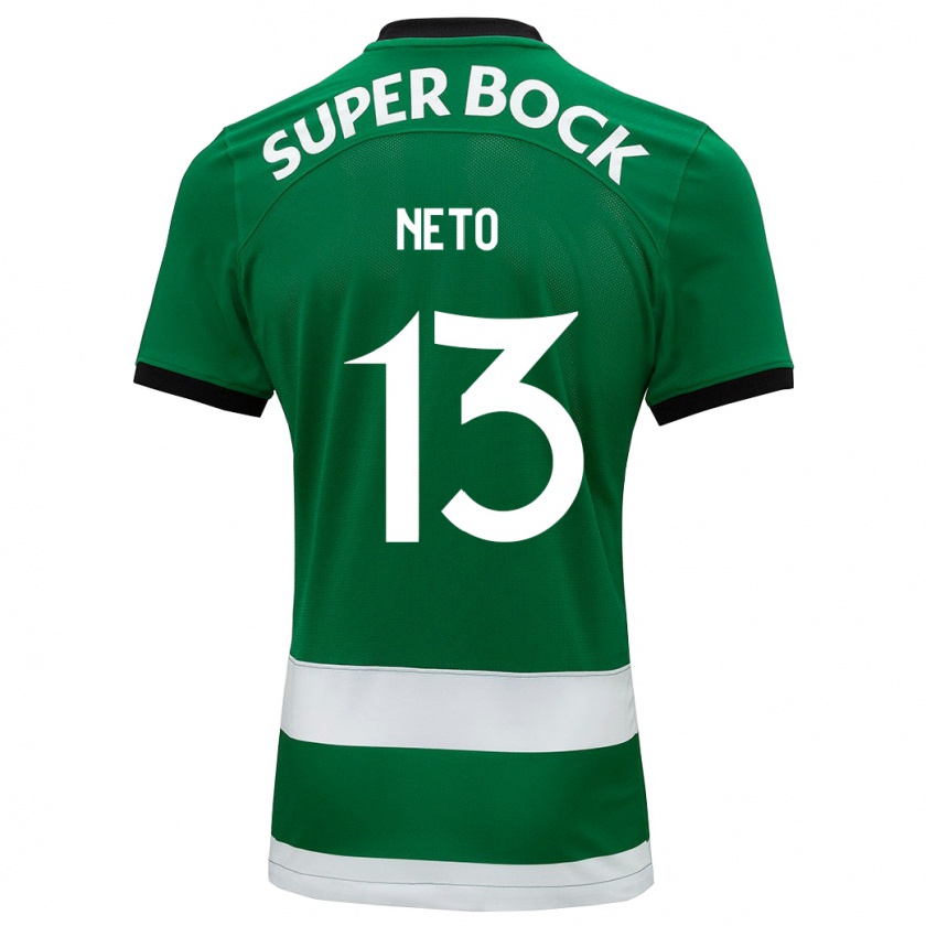 Kandiny Homme Maillot Luís Neto #13 Vert Tenues Domicile 2023/24 T-Shirt