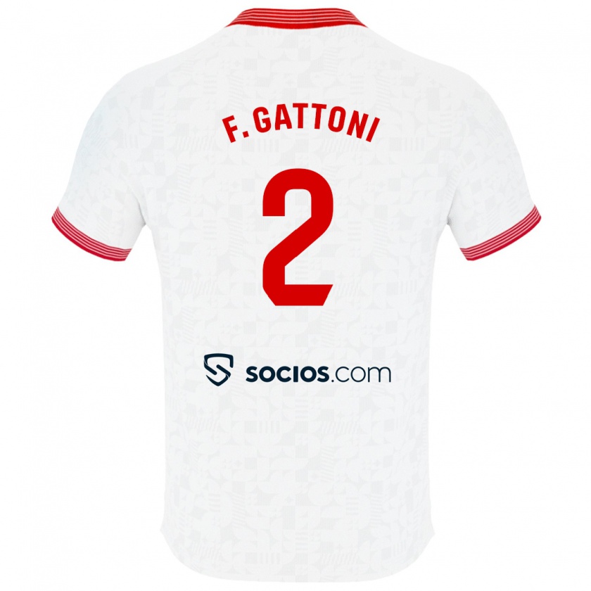 Kandiny Homme Maillot Federico Gattoni #2 Blanc Tenues Domicile 2023/24 T-Shirt