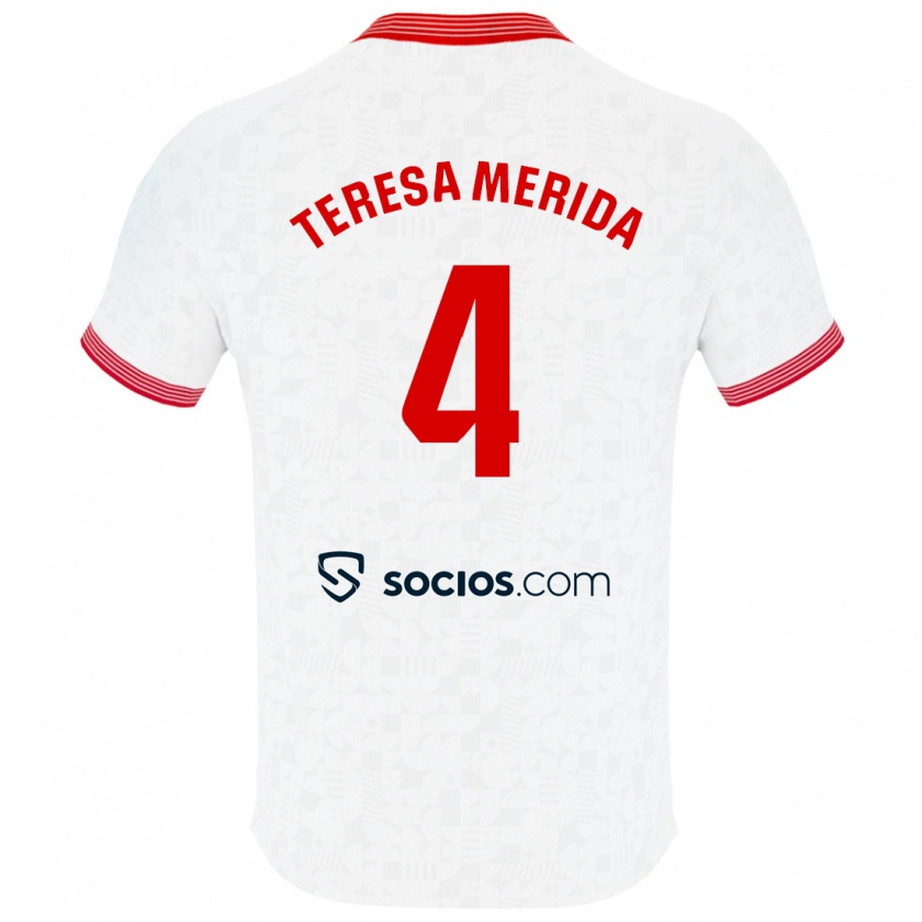 Kandiny Homme Maillot Teresa Merida #4 Blanc Tenues Domicile 2023/24 T-Shirt