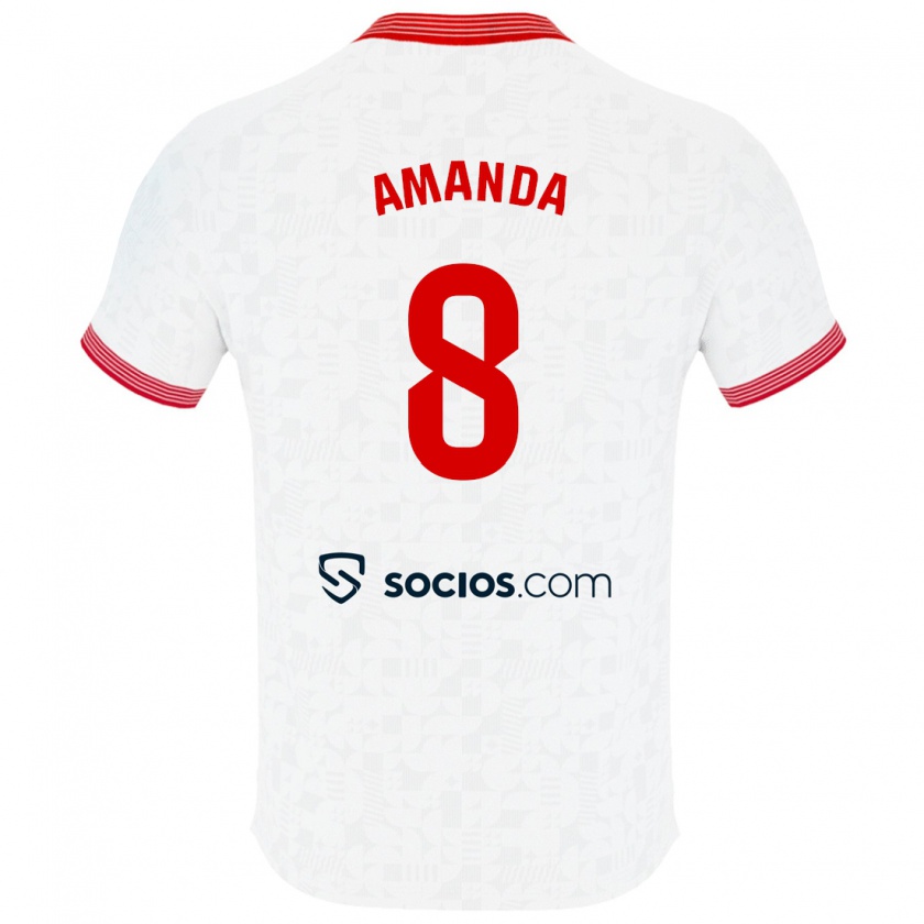 Kandiny Homme Maillot Amanda Sampedro Bustos #8 Blanc Tenues Domicile 2023/24 T-Shirt