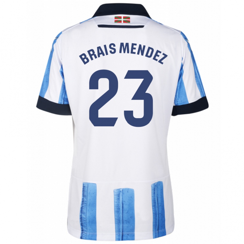 Kandiny Homme Maillot Brais Méndez #23 Bleu Blanc Tenues Domicile 2023/24 T-Shirt