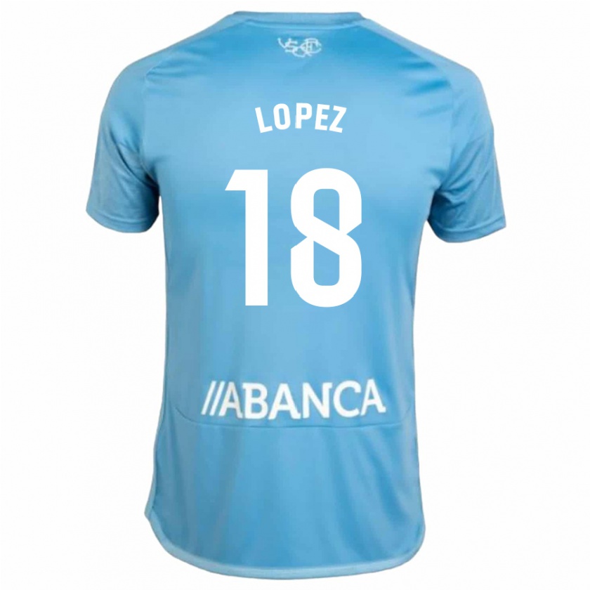 Kandiny Homme Maillot Joel López #18 Bleu Tenues Domicile 2023/24 T-Shirt