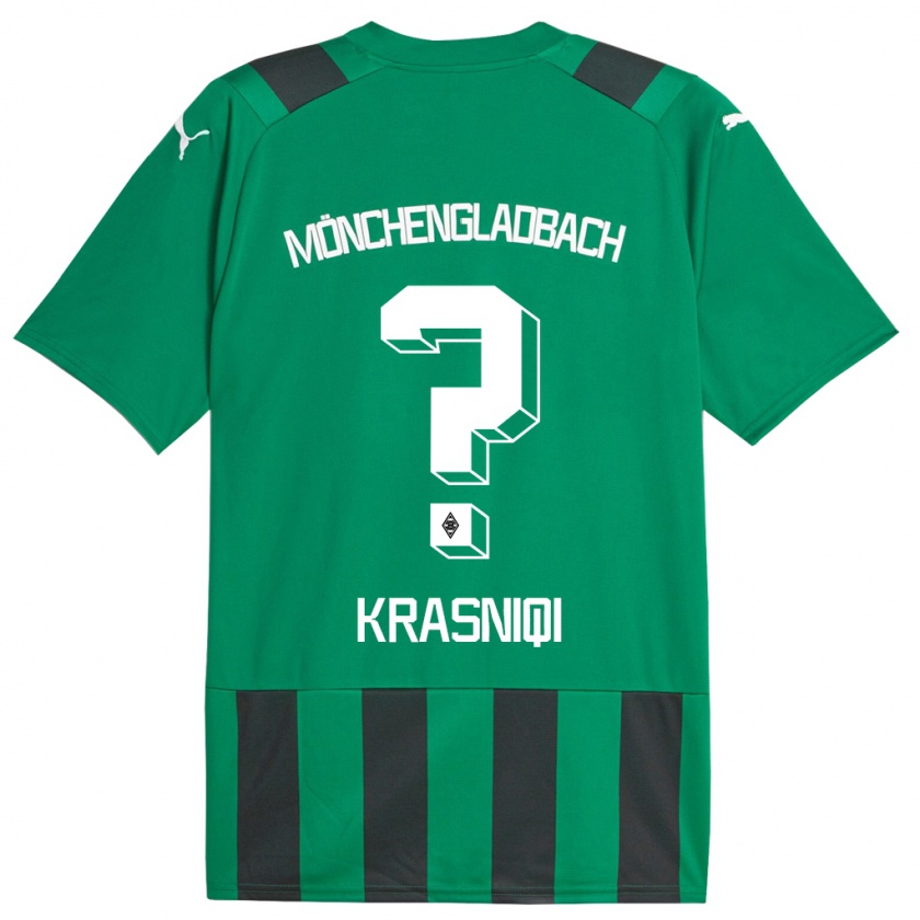 Kandiny Homme Maillot Engjell Krasniqi #0 Vert Noir Tenues Extérieur 2023/24 T-Shirt