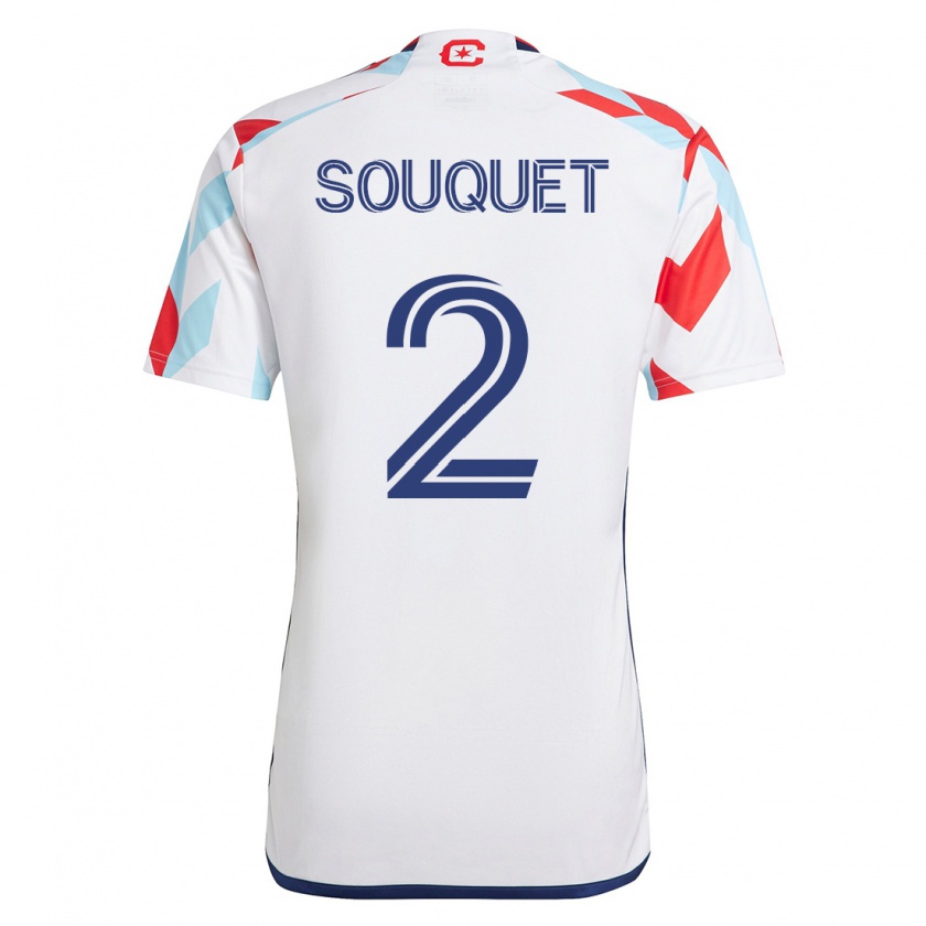 Kandiny Homme Maillot Arnaud Souquet #2 Blanc Bleu Tenues Extérieur 2023/24 T-Shirt