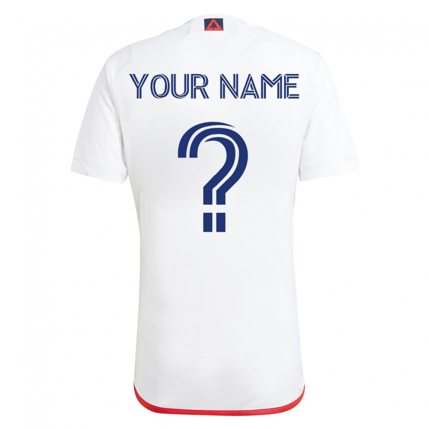 Kandiny Homme Maillot Votre Nom #0 Blanc Rouge Tenues Extérieur 2023/24 T-Shirt