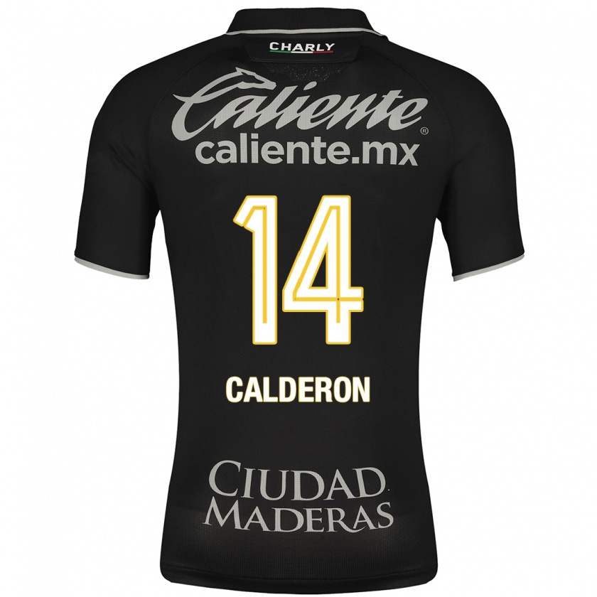 Kandiny Homme Maillot Daniela Calderón #14 Noir Tenues Extérieur 2023/24 T-Shirt