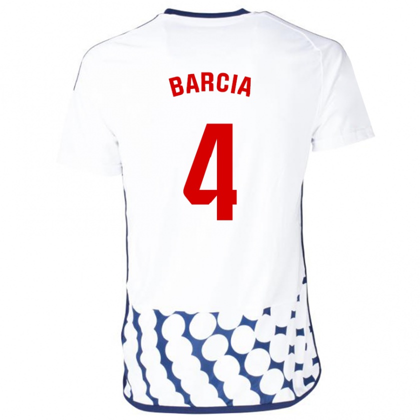 Kandiny Homme Maillot Sergio Barcia #4 Blanc Tenues Extérieur 2023/24 T-Shirt