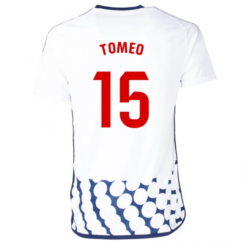 Kandiny Homme Maillot Pablo Tomeo #15 Blanc Tenues Extérieur 2023/24 T-Shirt