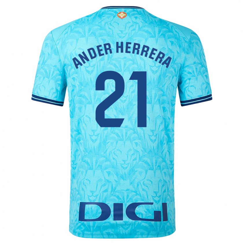 Kandiny Homme Maillot Ander Herrera #21 Bleu Ciel Tenues Extérieur 2023/24 T-Shirt