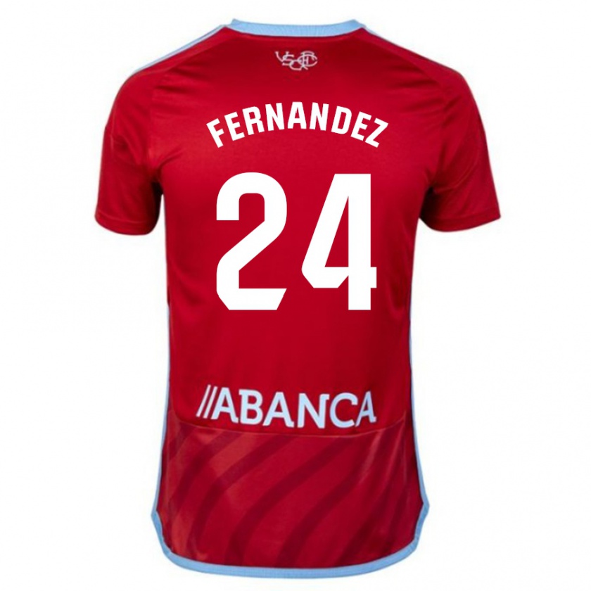 Kandiny Homme Maillot César Fernández #24 Rouge Tenues Extérieur 2023/24 T-Shirt