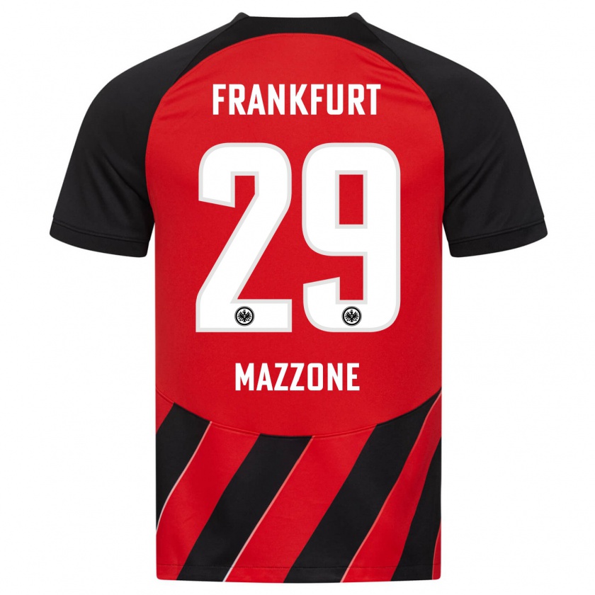 Kandiny Femme Maillot Matteo Mazzone #29 Rouge Noir Tenues Domicile 2023/24 T-Shirt
