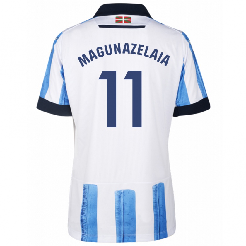 Kandiny Femme Maillot Jon Magunazelaia #11 Bleu Blanc Tenues Domicile 2023/24 T-Shirt