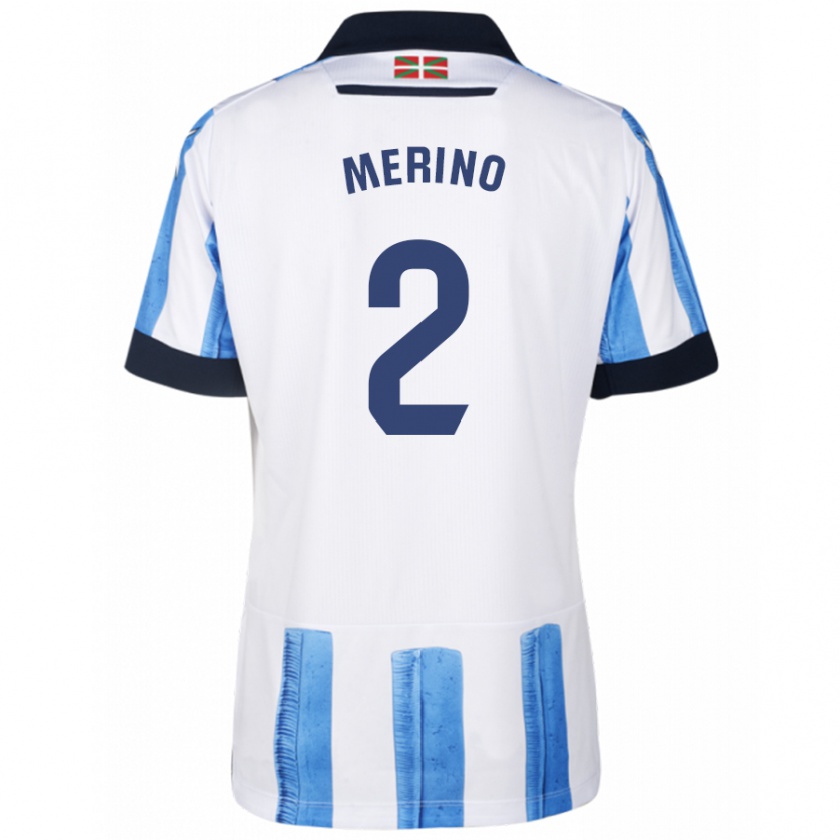 Kandiny Femme Maillot Jon Merino #2 Bleu Blanc Tenues Domicile 2023/24 T-Shirt