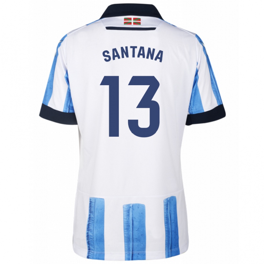 Kandiny Femme Maillot Olatz Santana #13 Bleu Blanc Tenues Domicile 2023/24 T-Shirt