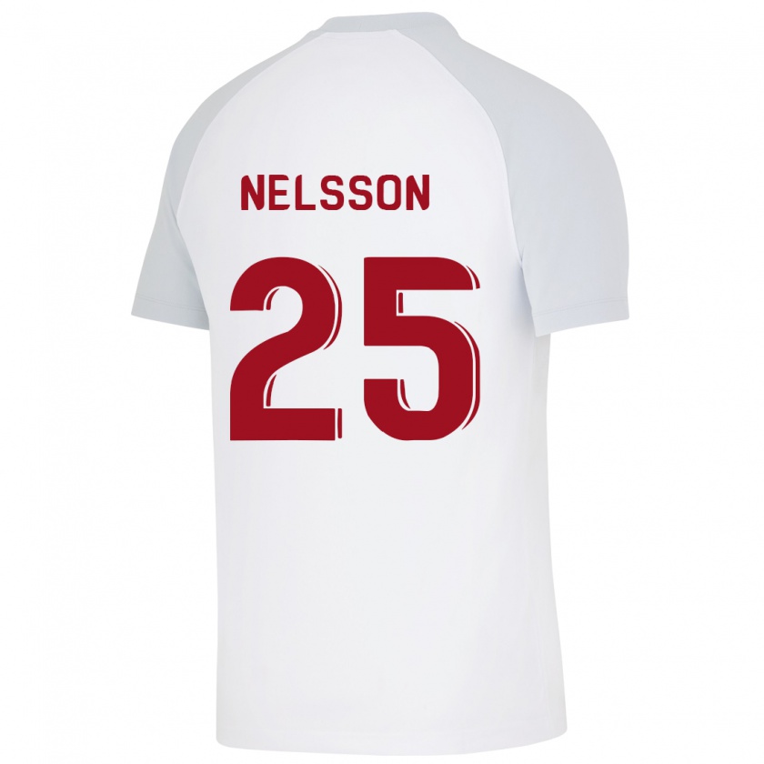 Kandiny Femme Maillot Victor Nelsson #25 Blanc Tenues Extérieur 2023/24 T-Shirt