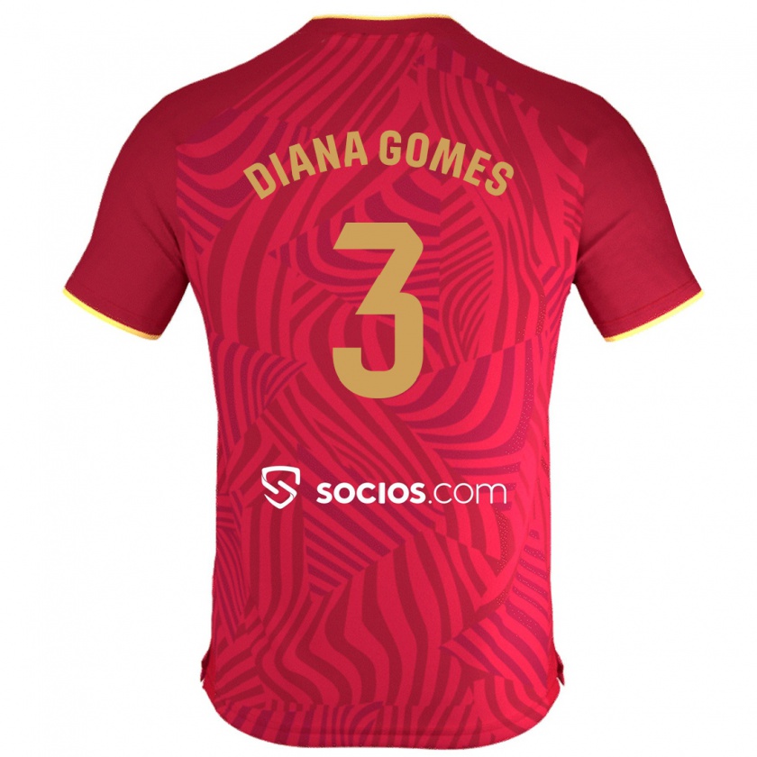 Kandiny Femme Maillot Diana Catarina Ribeiro Gomes #3 Rouge Tenues Extérieur 2023/24 T-Shirt