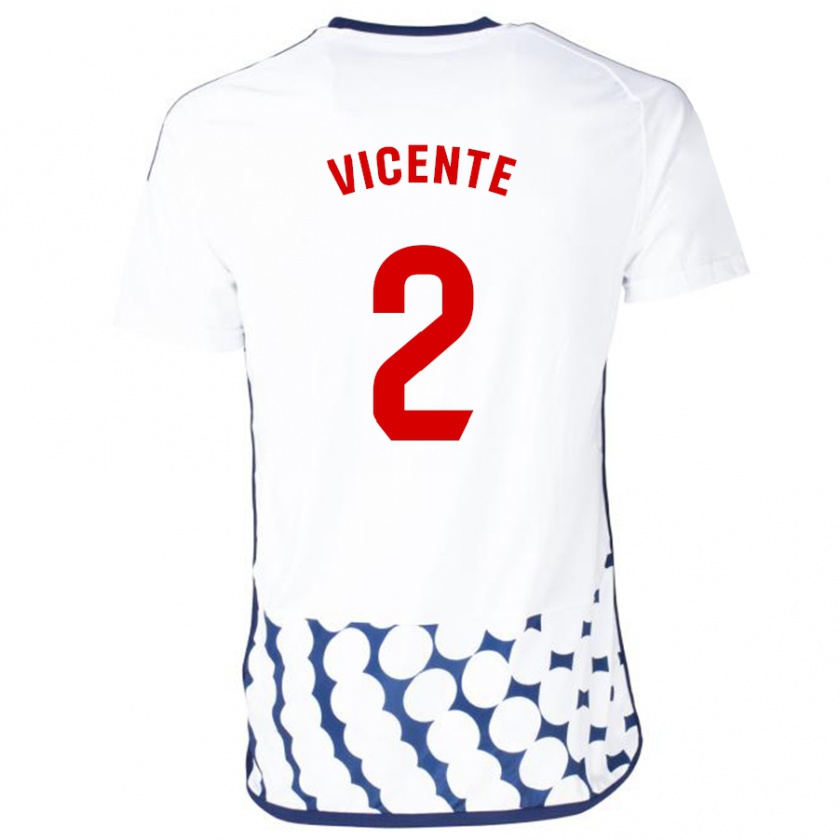 Kandiny Femme Maillot David Vicente #2 Blanc Tenues Extérieur 2023/24 T-Shirt